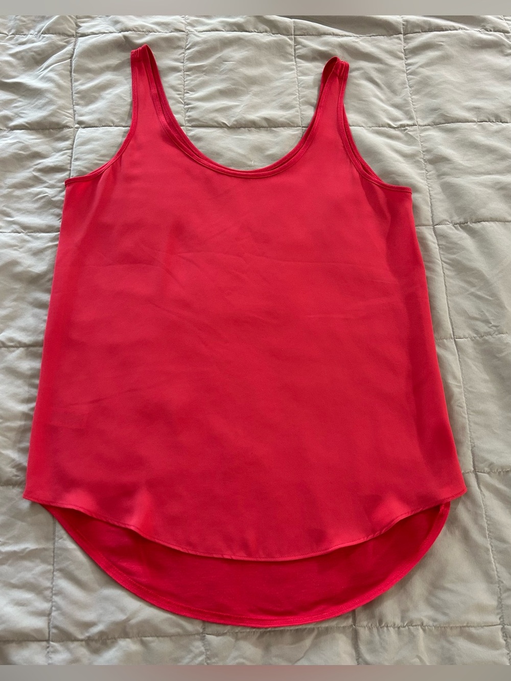 LOFT Women’s Scoop Neck Deep Pink Mixed Media Tank Top - Lightweight - Small